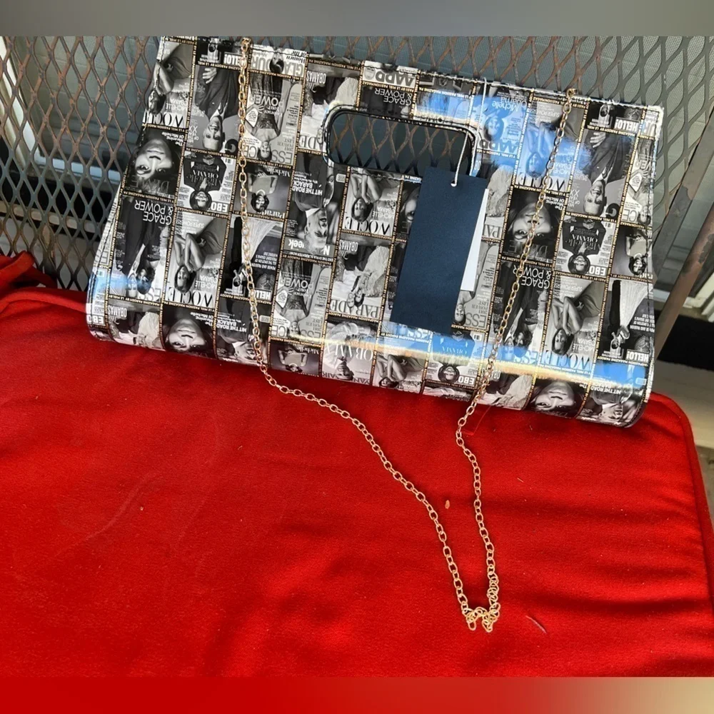 Handmade structured monochromatic Crossbody/ Clutch Obama and Michelle